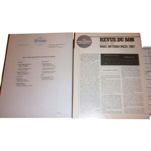Vintage McIntosh MCD 7007 CD Player Revue Du Son 1989 Review & Dealer List